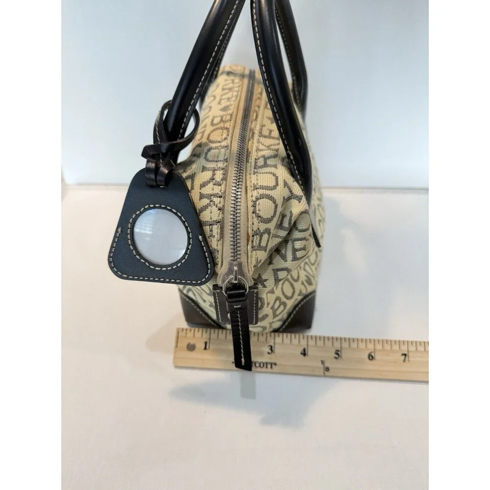 Dooney & Bourke Mini Y2K Signature Satchel Leather Handles Cream Tote Bag Purse